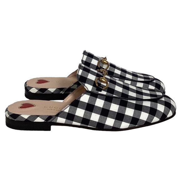 Gucci Princetown Horsebit Check Mules in Multicolor Cotton - Picture 1 of 7